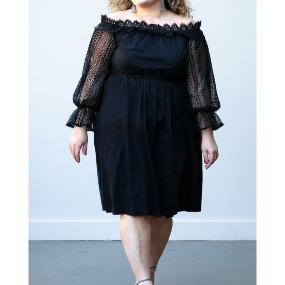 Eloquii Black Dress with Lace Sleeves! Size 28